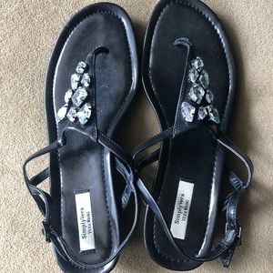 Black Sandals with Rhinestones